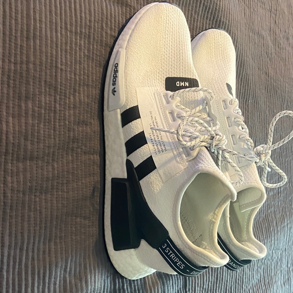 Adidas NMD R1 White with Black Stripes Sneakers